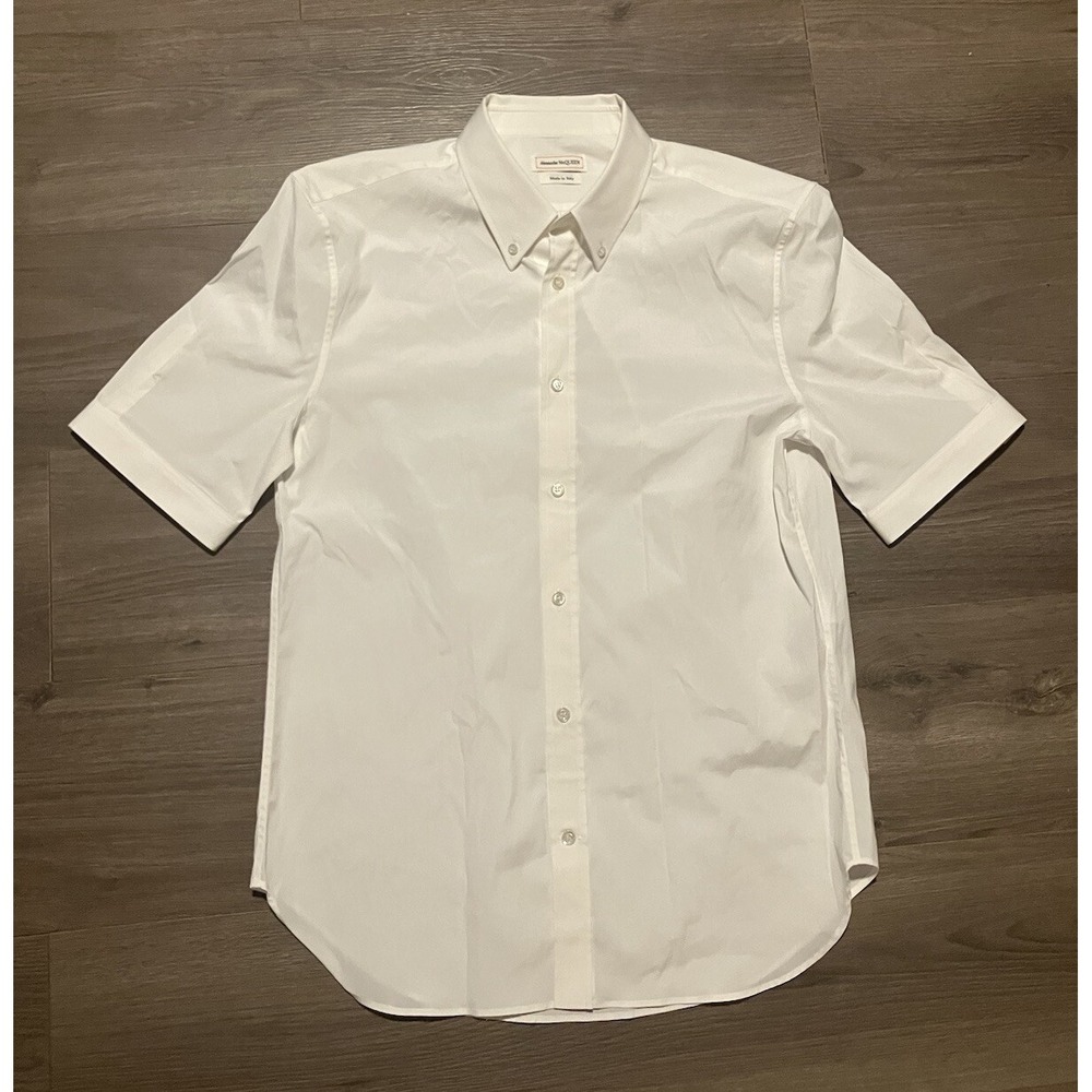 Alexander McQueen Shirt Men's Medium (16) White Short Sleeve Button Italy